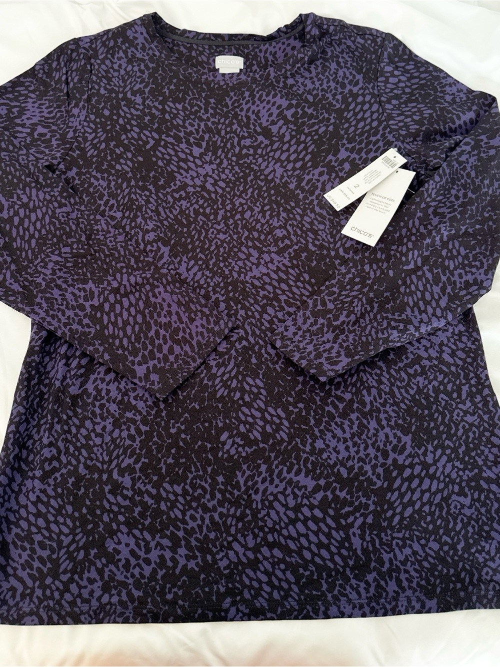 Chico's Purple and Black Long Sleeve Printed Tee